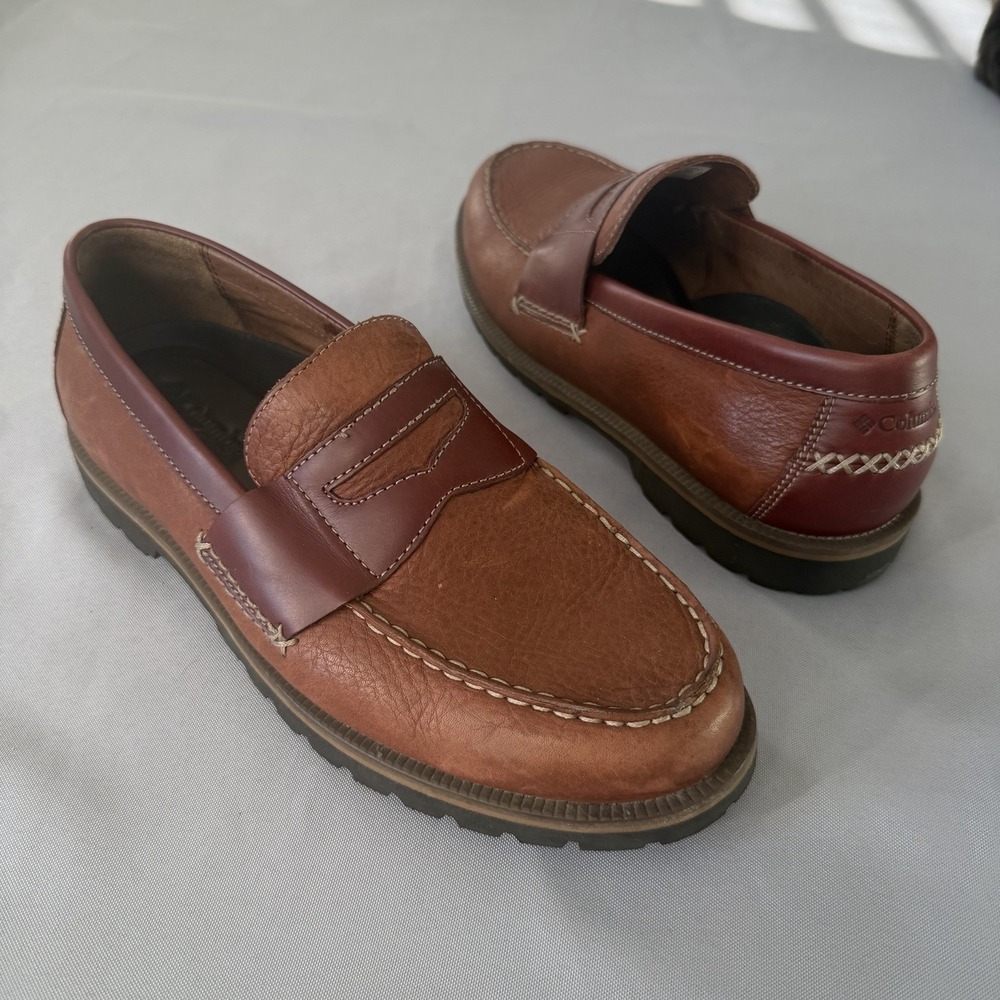 Columbia Leather Slip On Penny Loafers Shoes Mens 9.5 Summer Lake Preppy Casual